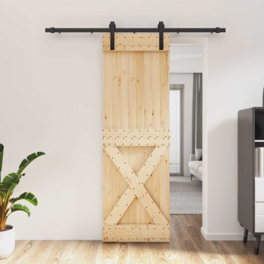 vidaXL Συρόμενη Πόρτα Φυσικό και Μαύρο 70x210cm
