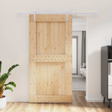 vidaXL Συρόμενη Πόρτα Φυσικό και Λευκό 100x210cm