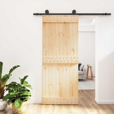vidaXL Συρόμενη Πόρτα Φυσικό και Μαύρο 85x210cm