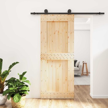 vidaXL Συρόμενη Πόρτα Φυσικό και Μαύρο 85x210cm