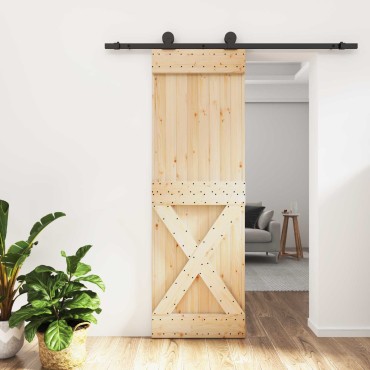 vidaXL Συρόμενη Πόρτα Φυσικό και Μαύρο 70x210cm