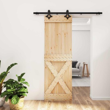 vidaXL Συρόμενη Πόρτα Φυσικό και Μαύρο 70x210cm
