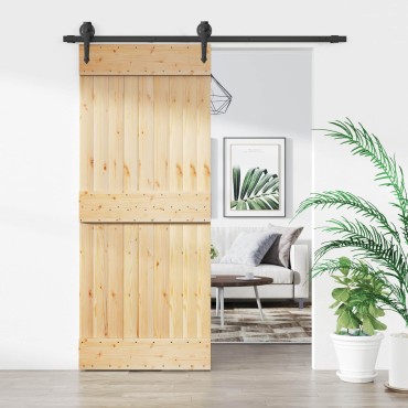vidaXL Συρόμενη Πόρτα Φυσικό και Μαύρο 85x210cm