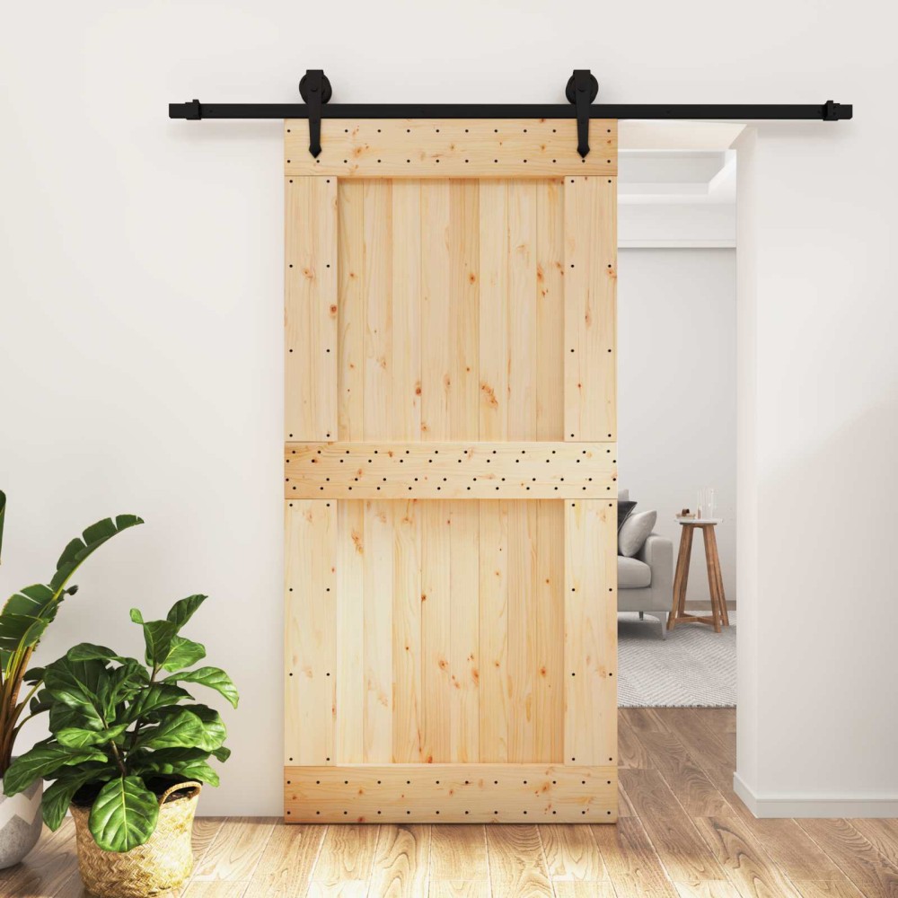 vidaXL Συρόμενη Πόρτα Φυσικό και Μαύρο 100x210cm