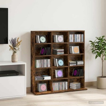 vidaXL Ντουλάπα CD Καπνισμένο Ξύλο Δρυός 96x23,5x97,5cm