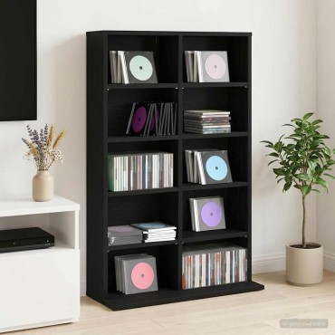 vidaXL Ντουλάπα CD Μαύρη Δρυς 65x23,5x97,5cm Επεξεργασμένο Ξύλο