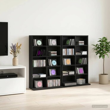 vidaXL Ντουλάπα CD 2 τεμ. Μαύρη Δρυς 65x23,5x97,5cm