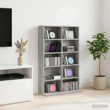 vidaXL Ντουλάπα CD Γκρι Sonoma 65x23,5x97,5cm Επεξεργασμένο Ξύλο