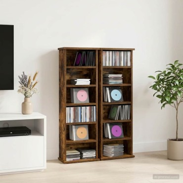 vidaXL Ντουλάπα CD 2 τεμ. Καπνισμένο Ξύλο Δρυός 60x17x92cm