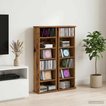 vidaXL Ντουλάπα CD 2 τεμ. Παλαιωμένο ξύλο 60x17x92cm