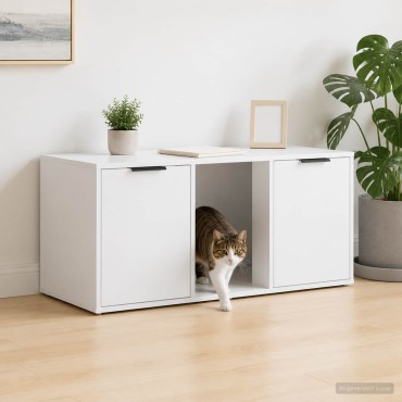 vidaXL Έπιπλο Κλουβί Γάτας Λευκό 100 x 49 x 45 εκ. Επεξεργασμένο Ξύλο
