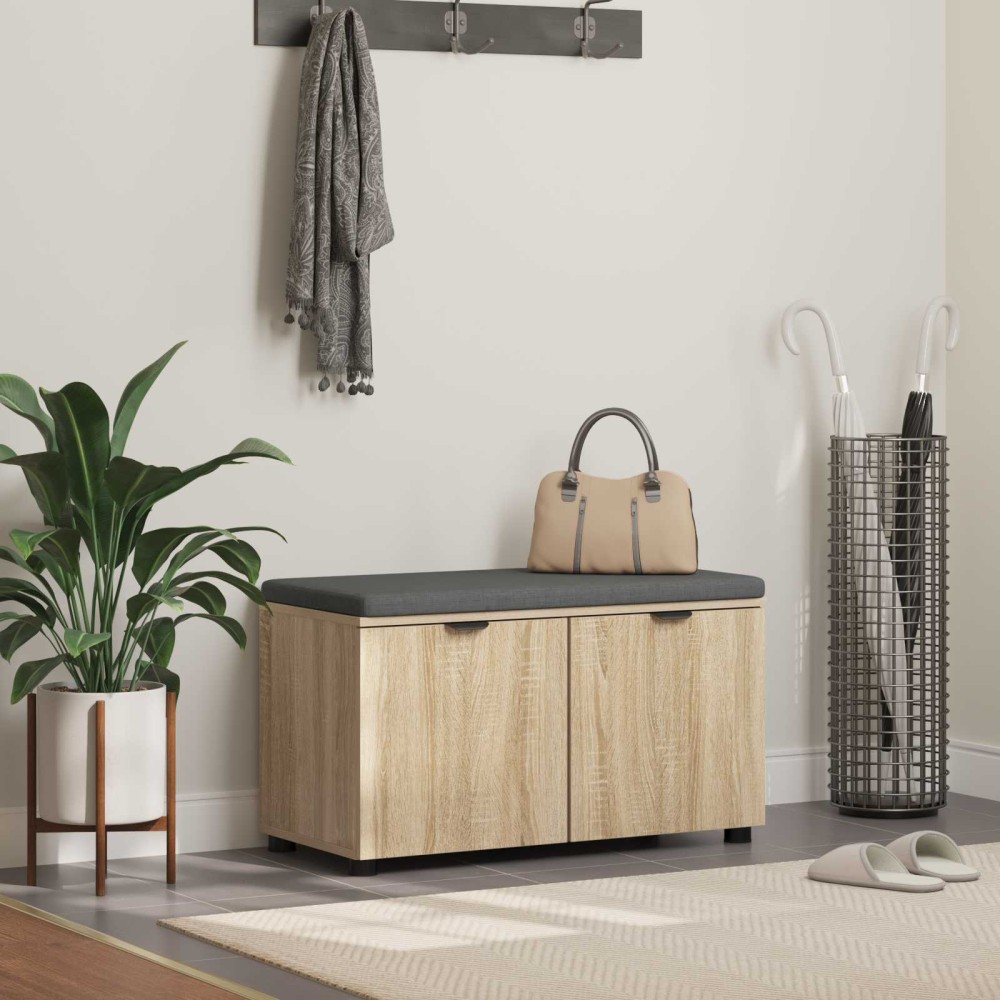 vidaXL Παγκάκι Χαλωρίου με μαξιλάρι Δρύς Sonoma 80x38x46 εκ 1 τεμ.
