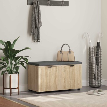 vidaXL Παγκάκι Χαλωρίου με μαξιλάρι Δρύς Sonoma 80x38x46 εκ 1 τεμ.