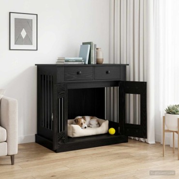 vidaXL Έπιπλο για κλουβί σκύλου Μαύρη Δρυς 80 x 47,5 x 80 εκ
