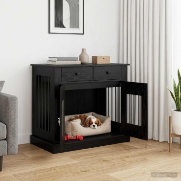 vidaXL Έπιπλο για κλουβί σκύλου Μαύρη Δρυς 90 x 47,5 x 80 εκ
