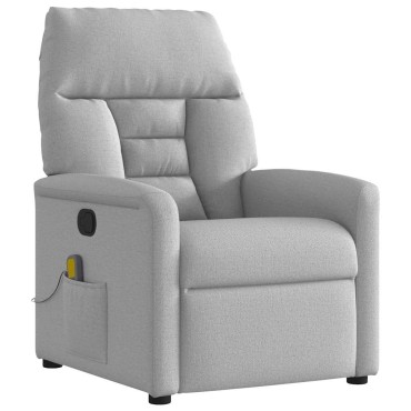 vidaXL καρέκλα ανάκλισης μασάζ Cloud Grey Fabric