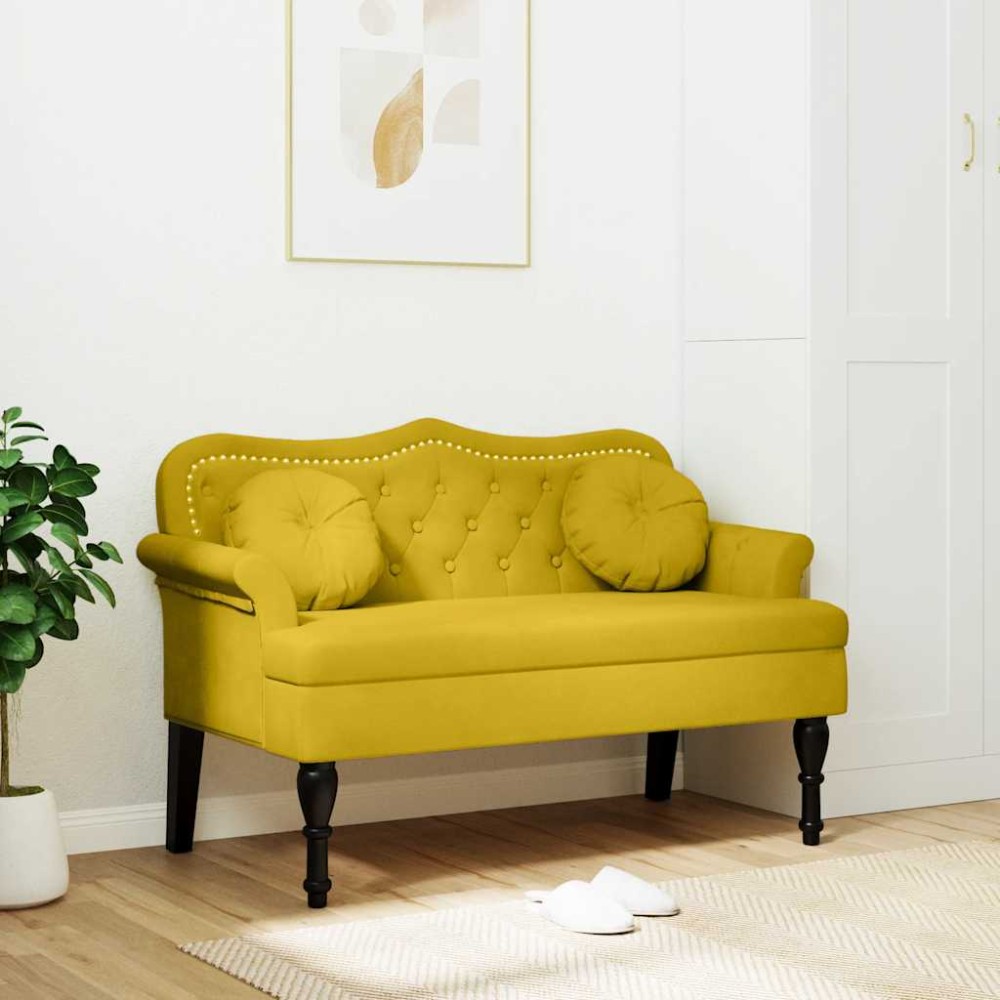 vidaXL Παγκάκι με Μαξιλάρια Κίτρινο 120,5x65x75cm Βελούδινο