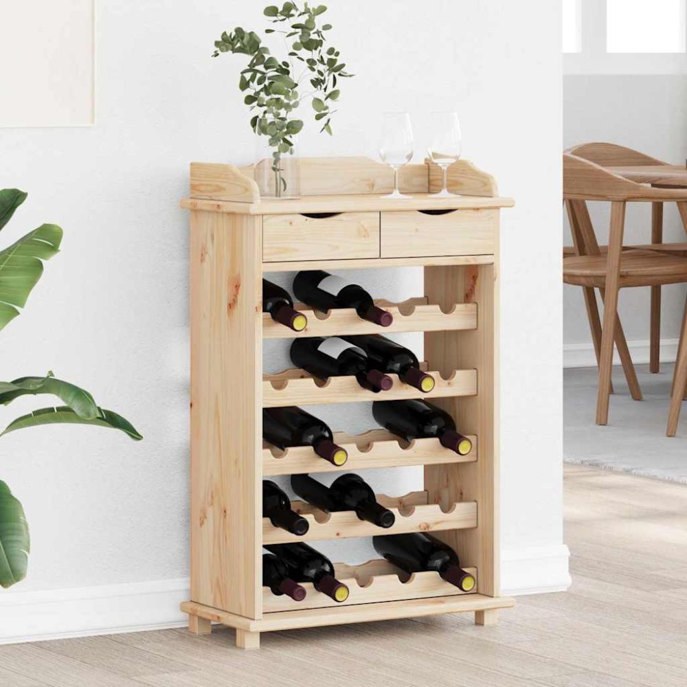 vidaXL Ράφι Κρασιού Φυσικό 58x28x90cm Στερεό ξύλο πεύκου 1 τεμ.