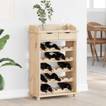 vidaXL Ράφι Κρασιού Φυσικό 58x28x90cm Στερεό ξύλο πεύκου 1 τεμ.