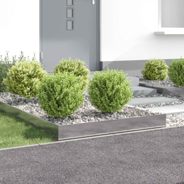 vidaXL Περίγραμμα γκαζόν 4 τμχ. 100 x 100 x 20 cm Ατσάλι Ασημί