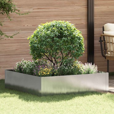 vidaXL Περίγραμμα γκαζόν 100 x 100 x 35 cm Ατσάλι Ασημί