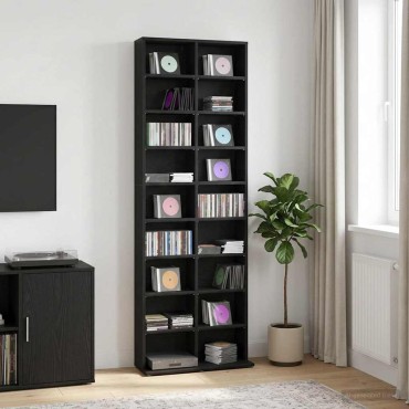 vidaXL Ντουλάπα CD Μαύρη Δρυς 65x23,5x175cm Επεξεργασμένο Ξύλο