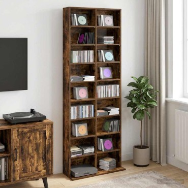 vidaXL Ντουλάπα CD Καπνισμένο Ξύλο Δρυός 65x23,5x175cm