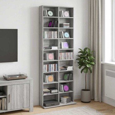 vidaXL Ντουλάπα CD Γκρι Sonoma 65x23,5x175cm Επεξεργασμένο Ξύλο