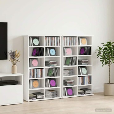 vidaXL Ντουλάπα CD 2 τεμ. Λευκό 60x17x92cm Επεξεργασμένο Ξύλο