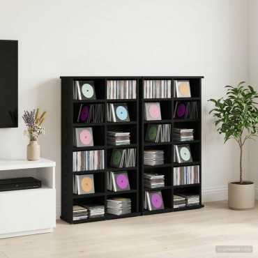 vidaXL Ντουλάπα CD 2 τεμ. Μαύρη Δρυς 60x17x92cm