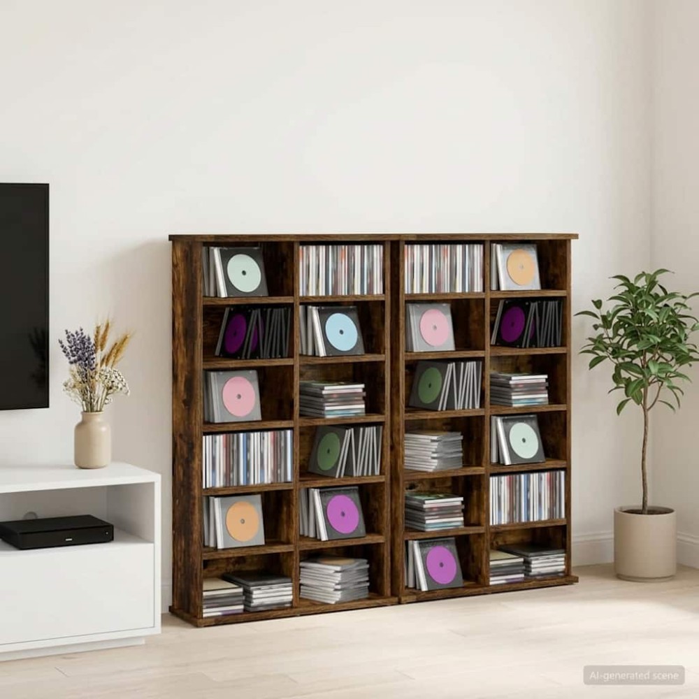 vidaXL Ντουλάπα CD 2 τεμ. Καπνισμένο Ξύλο Δρυός 60x17x92cm