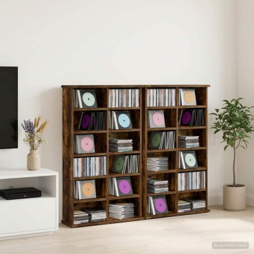 vidaXL Ντουλάπα CD 2 τεμ. Καπνισμένο Ξύλο Δρυός 60x17x92cm