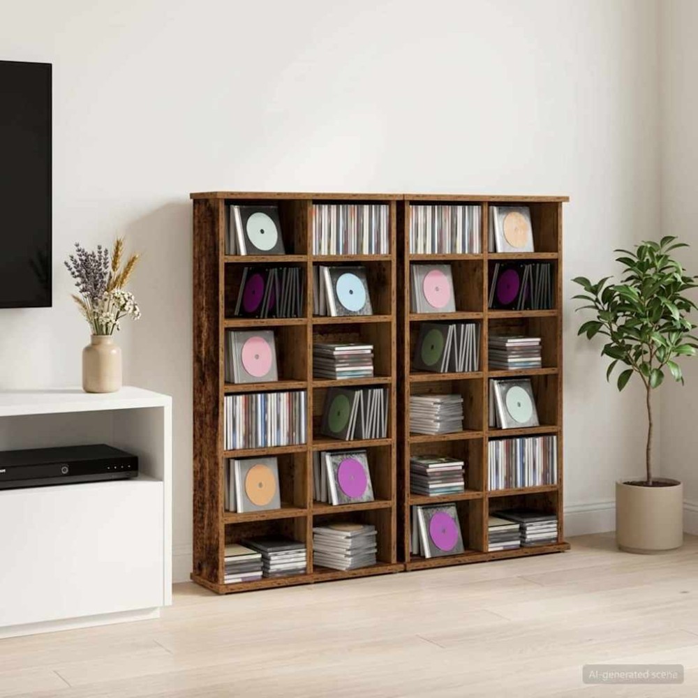 vidaXL Ντουλάπα CD 2 τεμ. Παλαιωμένο ξύλο 60x17x92cm