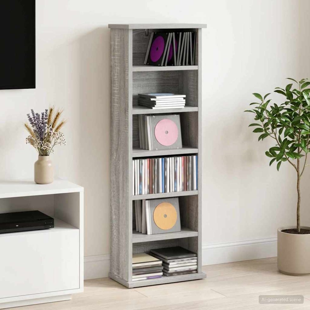vidaXL Ντουλάπα CD Γκρι Sonoma 60x17x92cm Επεξεργασμένο Ξύλο