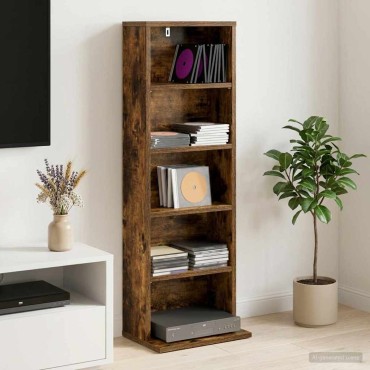 vidaXL Ντουλάπα CD Καπνισμένο Ξύλο Δρυός 33x23,5x97,5cm