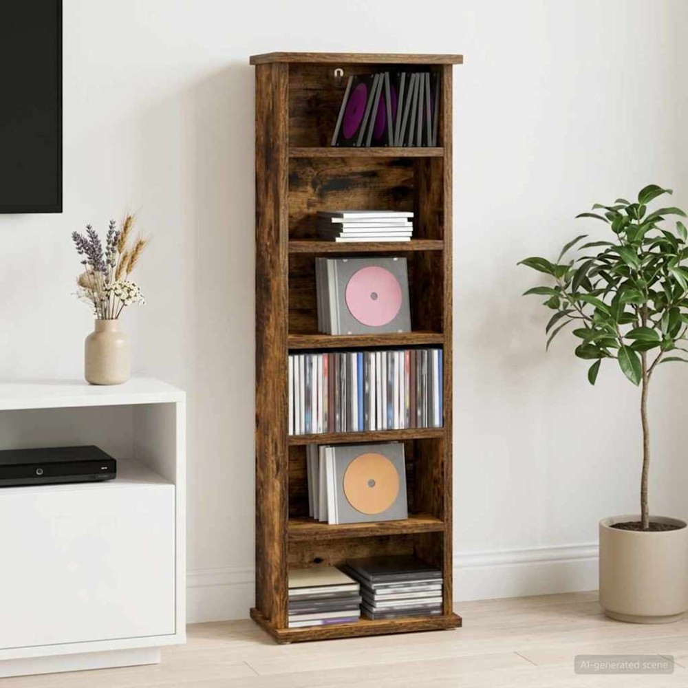 vidaXL Ντουλάπα CD Καπνισμένο Ξύλο Δρυός 60x17x92cm