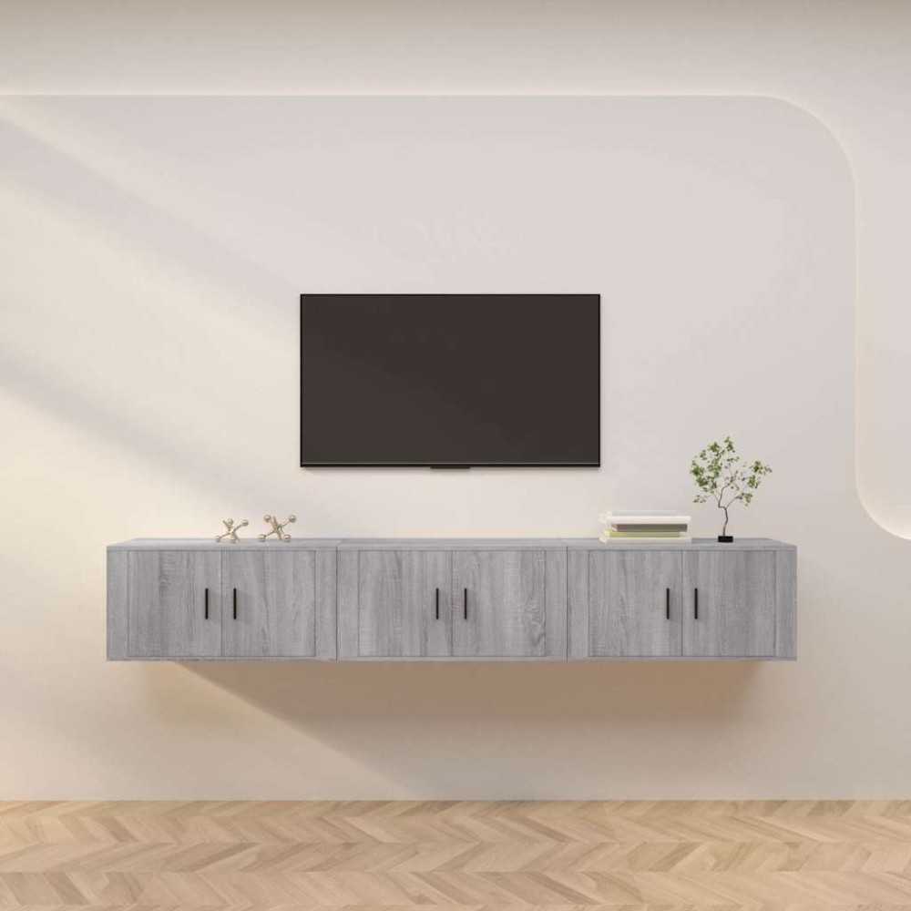 vidaXL Έπιπλα Τηλεόρασης Επιτοίχια 3 τεμ. Γκρι Sonoma 80x34,5x40cm
