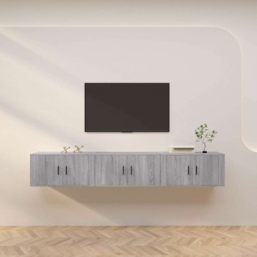 vidaXL Έπιπλα Τηλεόρασης Επιτοίχια 3 τεμ. Γκρι Sonoma 80x34,5x40cm