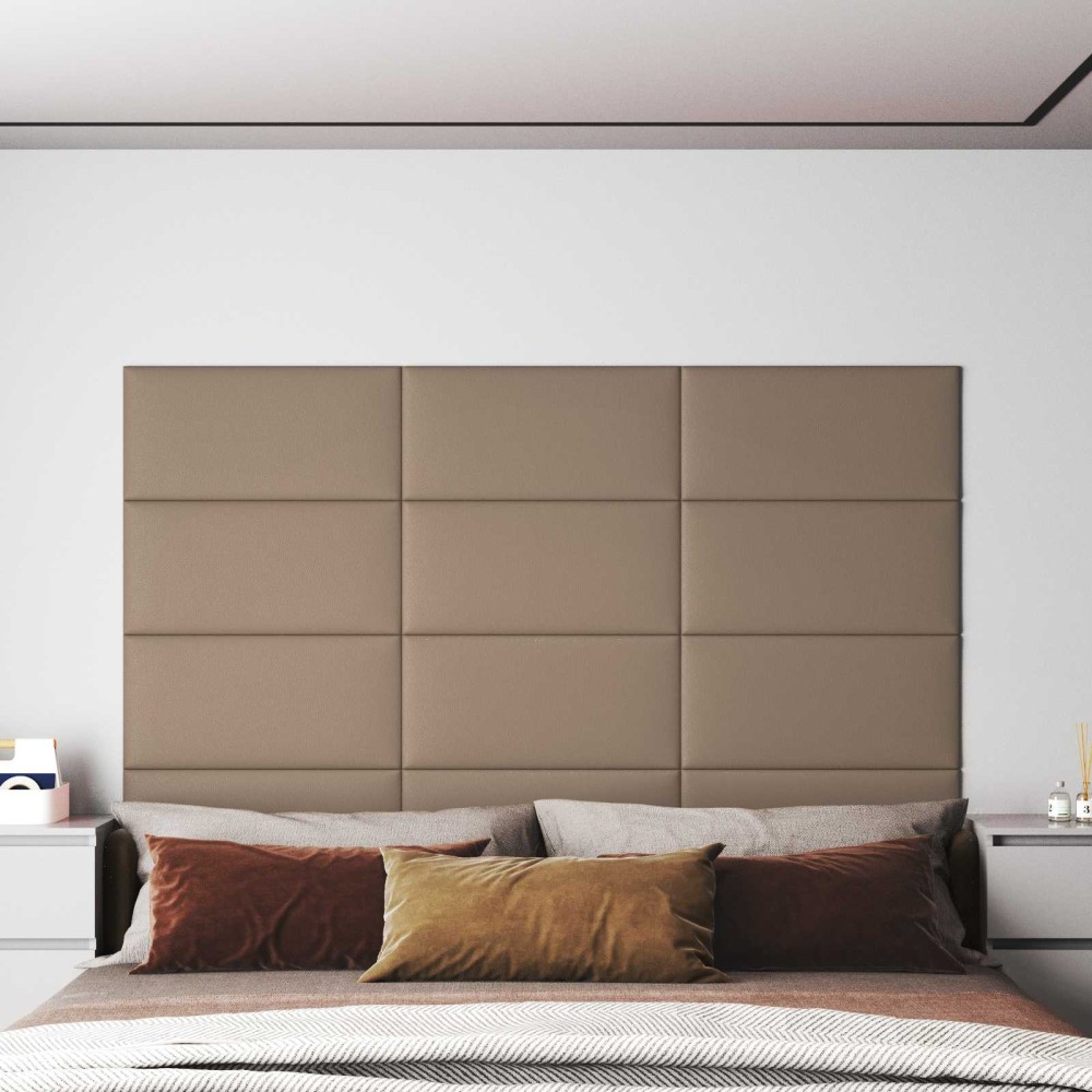 vidaXL Κεφαλάρι Τοίχου 12 τμχ. 60 x 30 cm Καπουτσίνο ύφασμα