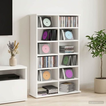 vidaXL Ντουλάπα CD Λευκό 60x17x92cm Επεξεργασμένο Ξύλο