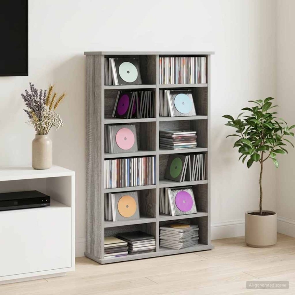 vidaXL Ντουλάπα CD Γκρι Sonoma 60x17x92cm Επεξεργασμένο Ξύλο