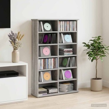 vidaXL Ντουλάπα CD Γκρι Sonoma 60x17x92cm Επεξεργασμένο Ξύλο