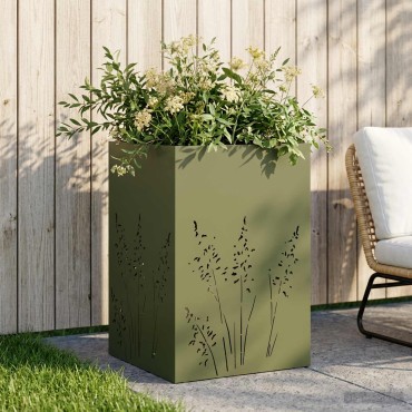 vidaXL Γλάστρα Κήπου Λαδί 50 x 50 x 75 cm Ψυχρής έλασης χάλυβας