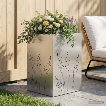 vidaXL Γλάστρα Κήπου Ασημί 50 x 50 x 75 cm Ανοξείδωτο Ατσάλι