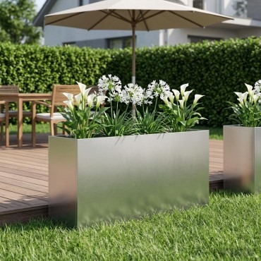 vidaXL Γλάστρα Κήπου Ασημί 100 x 30 x 40 εκ Ανοξείδωτο Ατσάλι