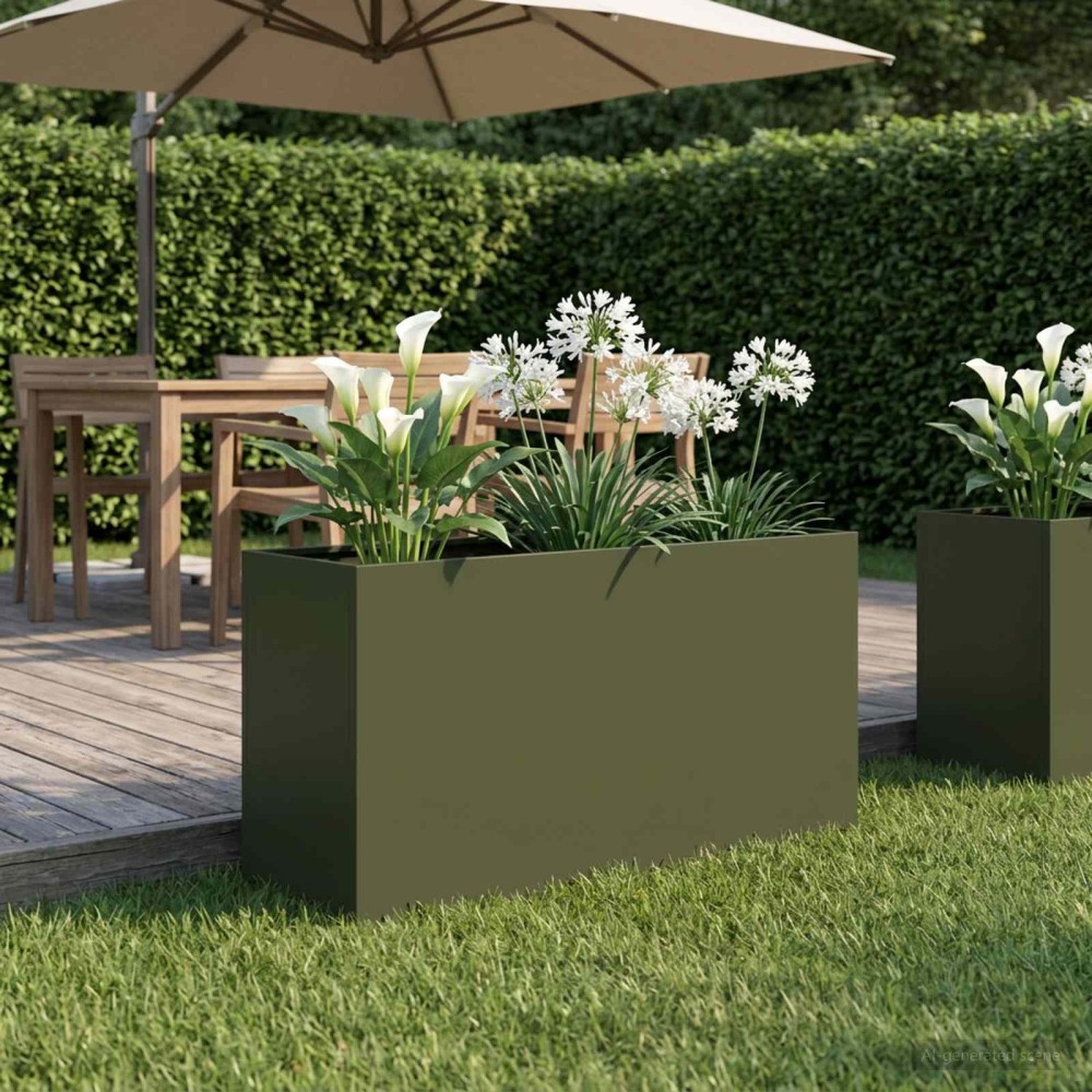 vidaXL Γλάστρα Κήπου Λαδί 100 x 30 x 40 εκ Ψυχρής έλασης χάλυβας