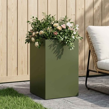 vidaXL Γλάστρα Κήπου Λαδί 30 x 30 x 50 cm Ψυχρής έλασης χάλυβας