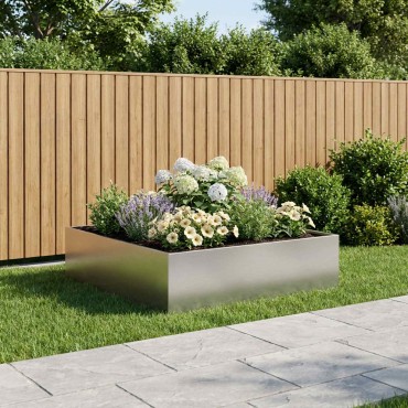 vidaXL Γλάστρα Κήπου Ασημί 100 x 100 x 30 cm Ανοξείδωτο Ατσάλι