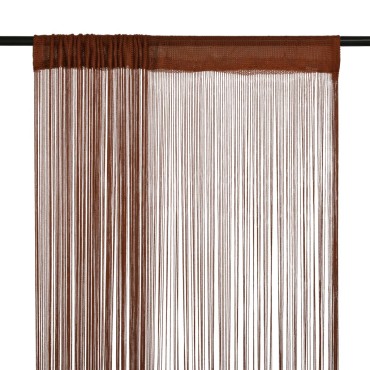 vidaXL Κουρτίνες με Κρόσσια 2 τεμ. Καφέ 100x250cm