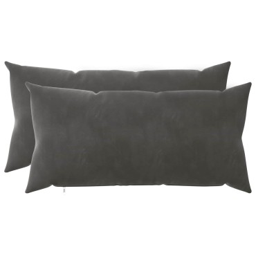 vidaXL Κάλυμμα Μαξιλαριού 2 pcs HEERLEN Σκούρο Γκρι 40 x 80 cm Βελούδο